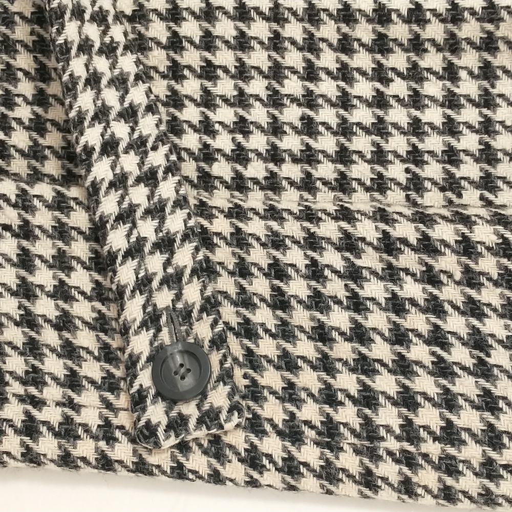 Vintage 60s Wool Dress Houndstooth Check Black & White Classy Midi SeeMeasure - Picture 15 of 16